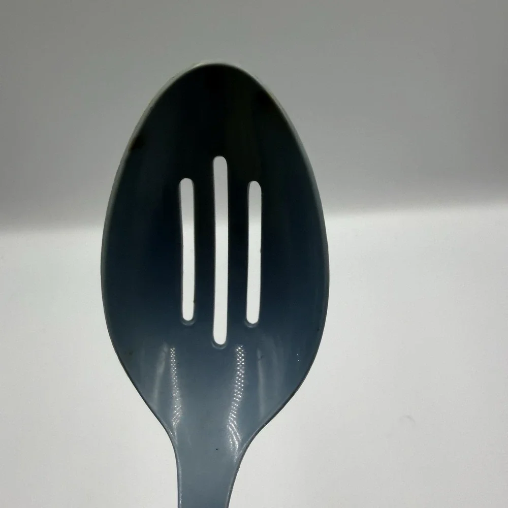 Vintage EKCO Blue Slotted Serving Spoon‎ USA Plastic Kitchen Utensil
